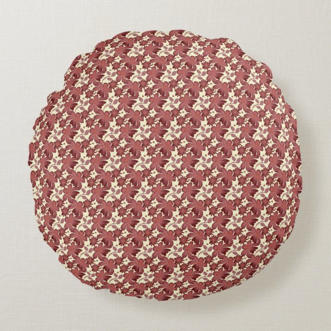 Rust Floral Leaf Pattern | Terracotta Botanical  Rond Kussen (Voorkant)