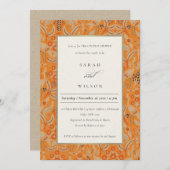  Rust Floral Peacock Couples Shower Invite Bedankkaart (Voorkant / Achterkant)