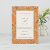 Rust Floral Peacock Rehearsal Dinner Invite Bedankkaart (Staand voorkant)
