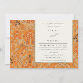  Rust Floral Peacock Rehearsal Dinner Invite Bedankkaart