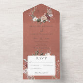 Rust  Floral zonder eten All In One Uitnodiging (Binnen)