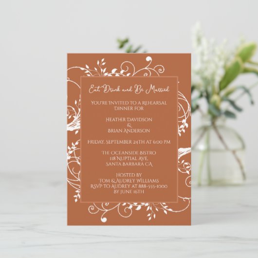 Rust Flourish repesal Dinner Invitation Kaart (Staand voorkant)