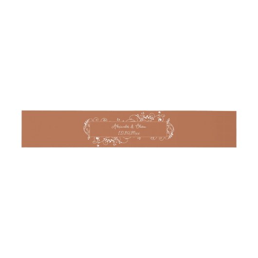 Rust Flourish Wedding Invitation Belly Band Uitnodigingen Wikkel (Vlak)