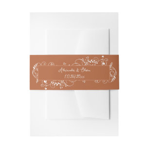 Rust Flourish Wedding Invitation Belly Band Uitnodigingen Wikkel
