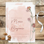 Rust Flower Waterverf Moderne Wedding Invitation Kaart<br><div class="desc">Dit ontwerp is voorzien van een eenvoudige,  vlakke waterverf welkomstachtergrond met één roeststenststenbloem. Dit ontwerp maakt deel uit van het Collectie van de Rust Flower Waterverf Modern Wedding Suite.</div>