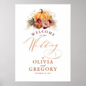 Rust Flowers en Pumpkins Wedding Welcome Poster (Voorkant)