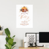 Rust Flowers en Pumpkins Wedding Welcome Poster (Thuiskantoor)