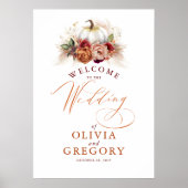 Rust Flowers en Pumpkins Wedding Welcome Poster (Voorkant)