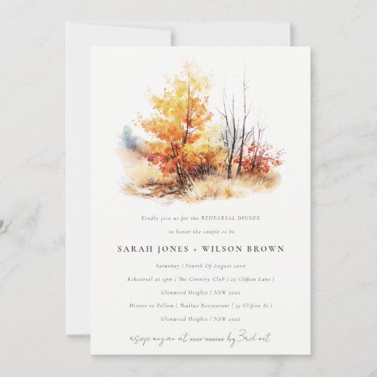 Rust geel Herfst Landschap Plaid Repetitie Diner Kaart (Voorkant)