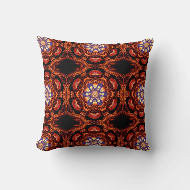 Rust gekleurd Kaleidoscopisch Kussen (Voorkant)
