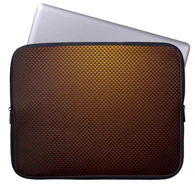 Rust gele zwarte koolstofvezel gepatterd laptop sleeve (Voorkant)