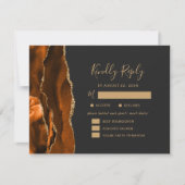 Rust Gold Agaat Maaltijden Dark Wedding RSVP (Voorkant)