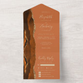 Rust Gold Agaat Maaltijden Opties Trouwen All In One Uitnodiging (Binnen)