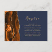 Rust Gold Agaat Marine Blue Script Wedding Recepti Informatiekaartje (Voorkant)