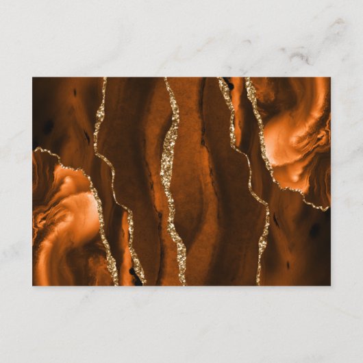 Rust Gold Agaat Marine Blue Script Wedding Recepti Informatiekaartje (Achterkant)