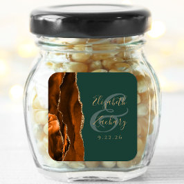 Rust Gold Agate Hunter Green Wedding Vierkante Sticker