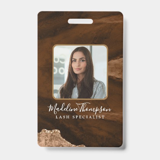 Rust Gold Agate Marble Bedrijf ID Badge (Voorzijde)