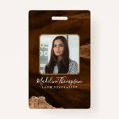 Rust Gold Agate Marble Bedrijf ID Badge (Voorkant)