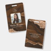 Rust Gold Agate Marble Business Logo Bedrijf ID Badge (Voor- en achterkant)