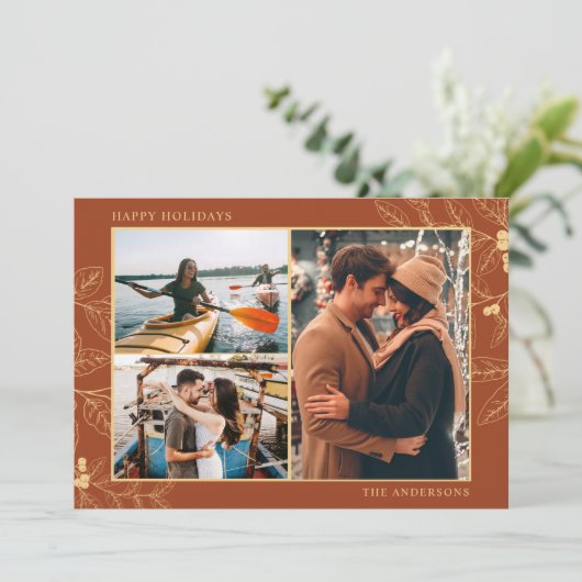 Rust Gold Botanische Feestdagen met drie foto's vo (Staand voorkant)