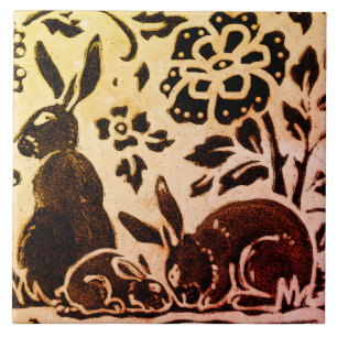 Rust Gold Brown Bird Autumn Leaves Batik Tegeltje