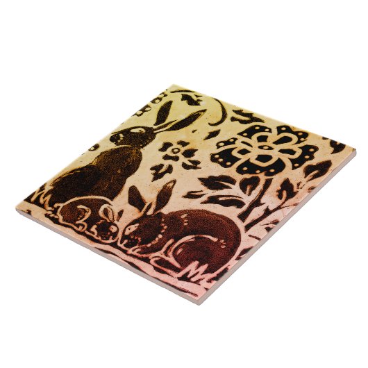 Rust Gold Brown Bird Autumn Leaves Batik Tegeltje (Zijkant)