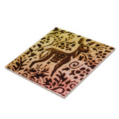 Rust Gold Brown Deer Fawn Floral Autumn Leaf Batik Tegeltje (Zijkant)