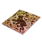 Rust Gold Brown Rabbit Floral Autumn Leaves Batik Tegeltje (Zijkant)