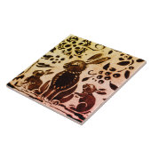 Rust Gold Brown Rabbit Floral Autumn Leaves Batik Tegeltje (Zijkant)