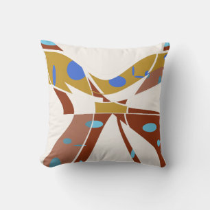 Rust Gouden Tan Met Blauwe Vlekken Abstracte Vlind Kussen