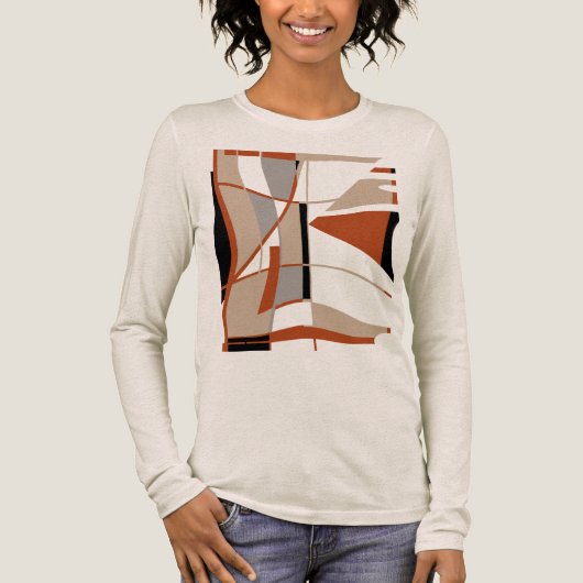 Rust Grijs Beige Zwart Vet Grote Vormen Abstract Tri-Blend Shirt (Voorkant)
