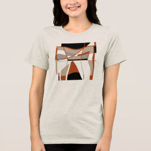 Rust Grijs Beige Zwart Vetgedrukte Vormen MCM Look Tri-Blend Shirt