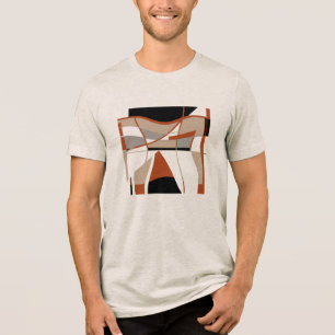 Rust Grijs Beige Zwart Vetgedrukte Vormen MCM Look Tri-Blend Shirt