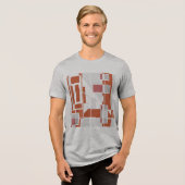 Rust Grijs Stoffig Roos MCM Look Geometrisch Abstr Tri-Blend Shirt (Voorkant volledig)