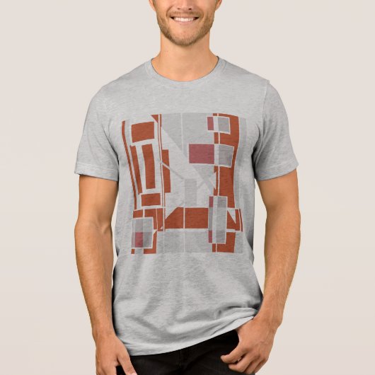 Rust Grijs Stoffig Roos MCM Look Geometrisch Abstr Tri-Blend Shirt (Voorkant)