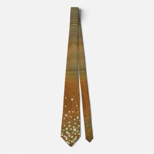Rust & Groen Marmer Gouden Glitter Necktie Stropdas (Voorkant)