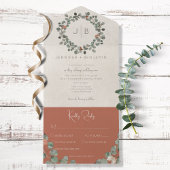 Rust & Groene Eucalyptus Modern diner All In One Uitnodiging