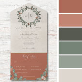 Rust & Groene Eucalyptus Modern No Dinner All In One Uitnodiging