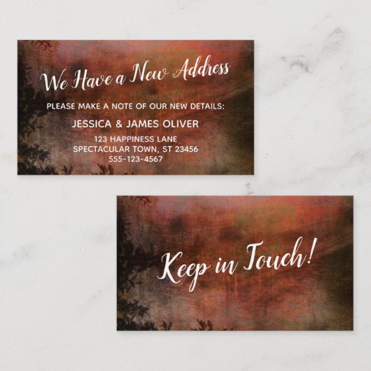 Rust Grunge We hebben een nieuw adres Handout Kaar Visitekaartje (Voorkant / Achterkant)