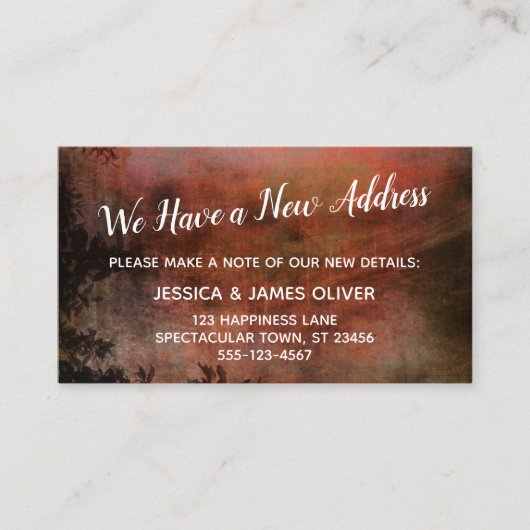 Rust Grunge We hebben een nieuw adres Handout Kaar Visitekaartje (Voorkant)