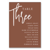 Rust Hand Geschreven Tafel THREE + Gast Namen Kaart (Voorkant)