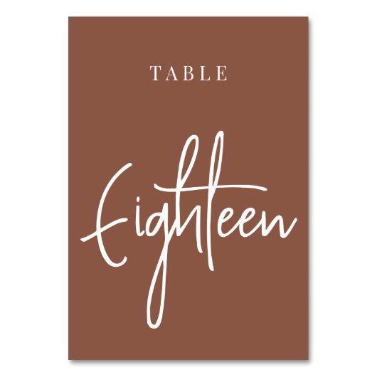 Rust Hand Scripted Table EIGHTEEN Kaart (Voorkant)