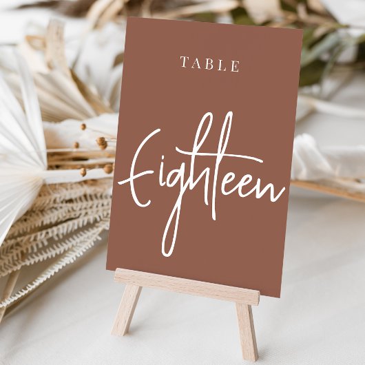 Rust Hand Scripted Table EIGHTEEN Kaart