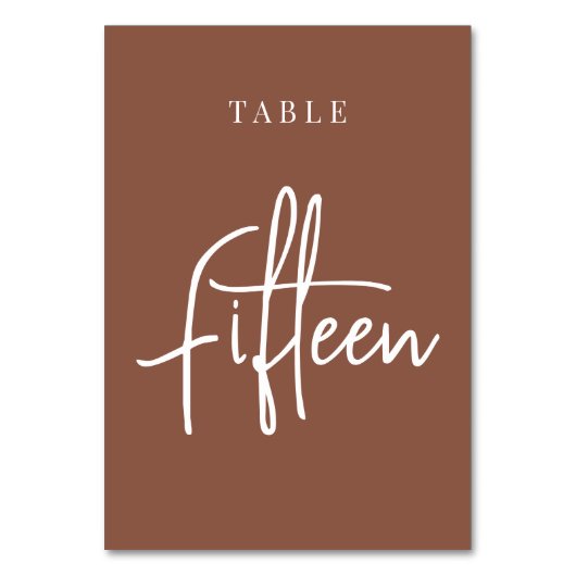 Rust Hand Scripted Table FIFTEEN Kaart (Voorkant)