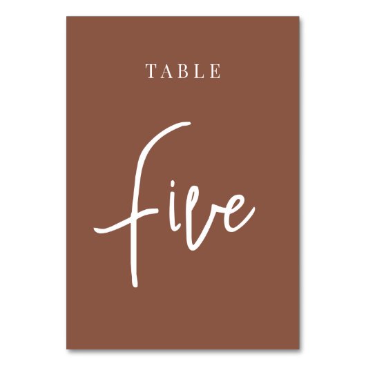 Rust Hand Scripted Table FIVE Kaart (Achterkant)