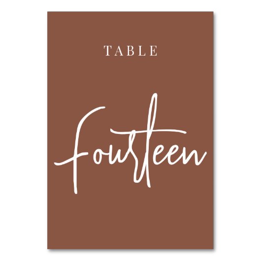 Rust Hand Scripted Table FOURTEEN Kaart (Voorkant)