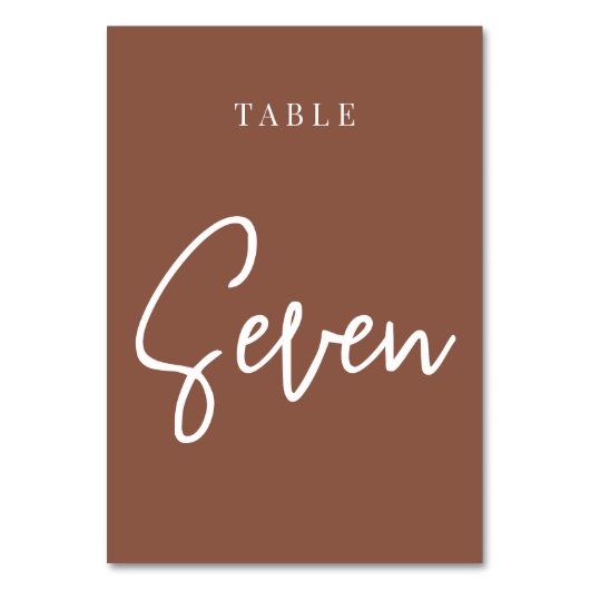 Rust Hand Scripted Table SEVEN Kaart (Achterkant)