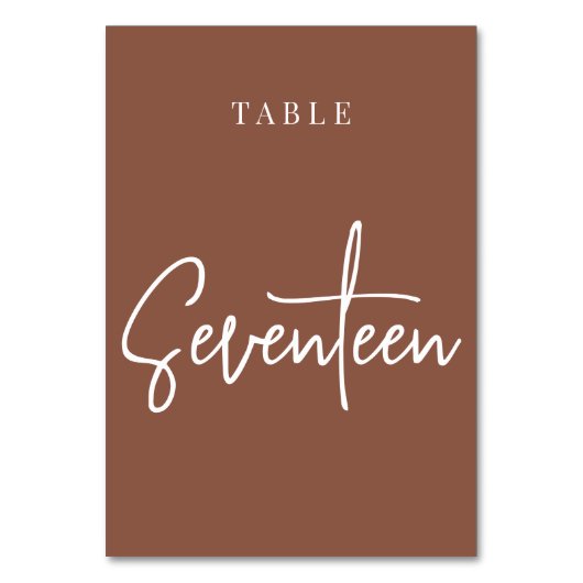 Rust Hand Scripted Table SEVENTEEN Kaart (Voorkant)