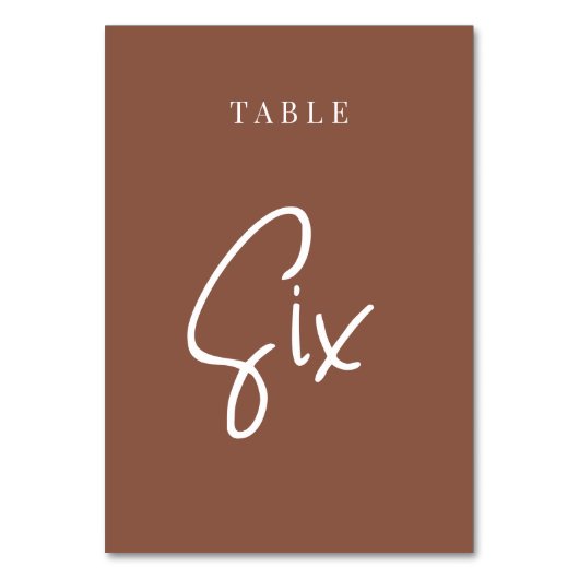 Rust Hand Scripted Table SIX Kaart (Voorkant)