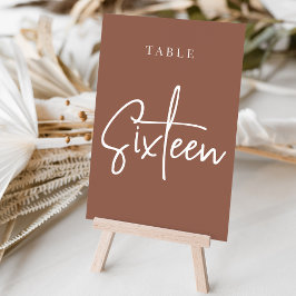 Rust Hand Scripted Table SIXTEEN Kaart